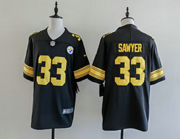 Nike Pittsburgh Steelers #33 Jack Sawyer Black Gold Number 2025 Draft Stitched NFL Jersey