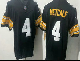 Nike Pittsburgh Steelers #4 DK Metcalf Black Throwback big font Stitched jersey