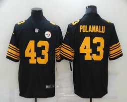 Nike Pittsburgh Steelers #43 Troy Polamalu Black Color Rush Authentic Stitched NFL Jersey
