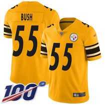 Nike Pittsburgh Steelers #55 Devin Bush With 100th Season Patch Gold Inverted Legend Vapor Untouchable Authentic stitched NFL jersey