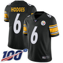 Nike Pittsburgh Steelers #6 Devlin Hodges With 100th Season Patch Black Vapor Untouchable Authentic Stitched NFL Jersey