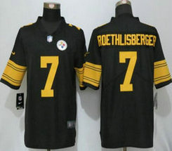 Nike Pittsburgh Steelers #7 Ben Roethlisberger Black Color Rush Limited Authentic Stitched NFL Jersey