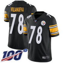 Nike Pittsburgh Steelers #78 Alejandro Villanueva With 100th Season Patch Black Vapor Untouchable Authentic stitched NFL jersey