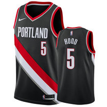 Nike Portland Trail Blazers #5 Rodney Hood Black Game Authentic Stitched NBA Jersey