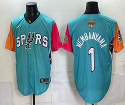Nike San Antonio Spurs #1 Victor Wembanyama Teal 2026 Finals Patch Stitched Baseball Jersey