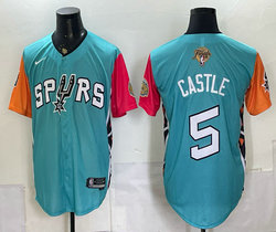 Nike San Antonio Spurs #5 Stephon Castle Teal 2026 Finals Patch Stitched Baseball Jersey