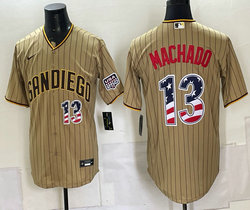 Nike San Diego Padres #13 Manny Machado Brown stripe 250 Fourth Of July Stadium Jersey