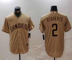 Nike San Diego Padres #2 Xander Bogaerts Brown Stripe Game Authentic Stitched MLB Jersey