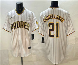 Nike San Diego Padres #21 Nick Castellanos White Stripe Authentic Stitched MLB Jersey
