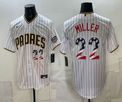 Nike San Diego Padres #22 Mason Miller White Stripe 250 Fourth Of July Stadium Jersey