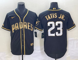 Nike San Diego Padres #23 Fernando Tatis Jr Black Gold Authentic Stitched MLB Jersey
