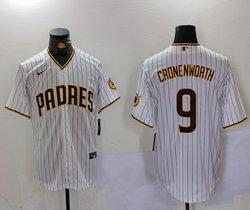 Nike San Diego Padres #9 Jake Cronenworth White stripe Game Authentic Stitched MLB Jersey