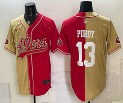 Nike San Francisco 49ers #13 Brock Purdy Red and Gold Authentic Stitched baseball jersey