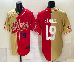Nike San Francisco 49ers #19 Deebo Samuel Red and Gold Authentic Stitched baseball jersey