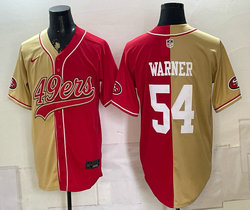 Nike San Francisco 49ers #54 Fred Warner Red and Gold Authentic Stitched baseball jersey