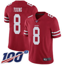 Nike San Francisco 49ers #8 Steve Young 100th Season Red Vapor Untouchable With Team Patch Authentic Stitched NFL Jersey