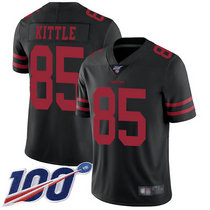 Nike San Francisco 49ers #85 George Kittle 100th Season Black Vapor Untouchable With Team Patch Authentic Stitched NFL Jersey