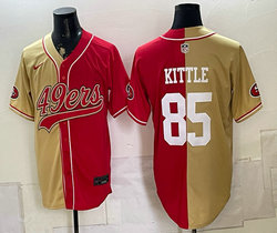 Nike San Francisco 49ers #85 George Kittle Red and Gold Authentic Stitched baseball jersey