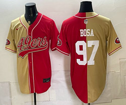 Nike San Francisco 49ers #97 Nick Bosa Red and Gold Authentic Stitched baseball jersey