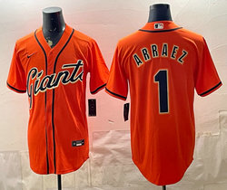 Nike San Francisco Giants #1 Luis Arraez Orange Authentic Stitched MLB Jersey