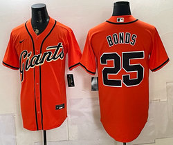 Nike San Francisco Giants #25 Barry Bonds Orange Authentic Stitched MLB Jersey