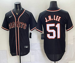 Nike San Francisco Giants #51 Jung Hoo Lee Black Out Stitched Baseball Jersey