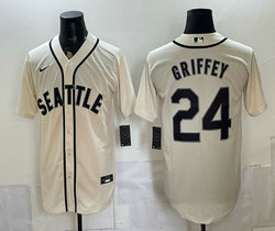 Nike Seattle Mariners #24 Ken Griffey Cream Authentic Stitched MLB jersey