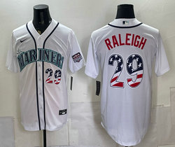 Nike Seattle Mariners #29 Cal Raleigh White 250 Fourth Of July Stadium Jersey