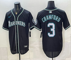 Nike Seattle Mariners #3 J.P. Crawford Black Stitched Baseball Jersey