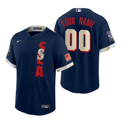 Nike Seattle Mariners Custom Any Name 2021 All star Blue Game Authentic Stitched MLB Jersey