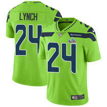 Nike Seattle Seahawks #24 Marshawn Lynch Green Rush Super Bowl LX 60 Patch Jersey