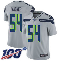 Nike Seattle Seahawks #54 Bobby Wagner Grey With NFL 100th Season Patch Vapor Untouchable Authentic Stitched NFL Jersey