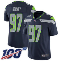 Nike Seattle Seahawks #97 Patrick Kerney With NFL 100th Season Patch Blue Vapor Untouchable Limited Authentic Stitched NFL Jersey FG