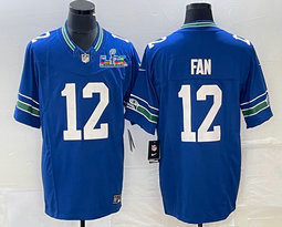 Nike Seattle Seahawks 12th Fan Blue Throwback Super Bowl LX 60 Patch Jersey