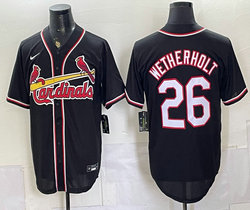 Nike St. Louis Cardinals #26 JJ Wetherholt 2026 Fashion Black Out Stitched Baseball Jersey