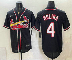 Nike St. Louis Cardinals #4 Yadier Molina 2026 Fashion Replica Black Out Stitched Baseball Jersey