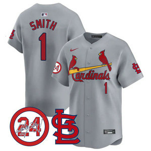 Nike St.Louis Cardinals #1 Ozzie Smith Gray 2024 Memorial Authentic stitched MLB jersey
