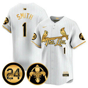 Nike St.Louis Cardinals #1 Ozzie Smith White 2024 City 24 Gold Name Game Authentic stitched MLB jersey