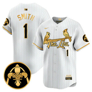Nike St.Louis Cardinals #1 Ozzie Smith White 2024 City Gold Name Game Authentic stitched MLB jersey