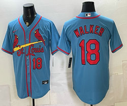 Nike St.Louis Cardinals #18 Jordan Walker Blue Authentic Stitched MLB Jersey