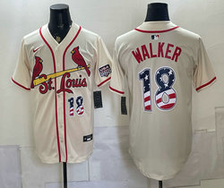 Nike St.Louis Cardinals #18 Jordan Walker Cream 250 Fourth Of July Stadium no name Jersey