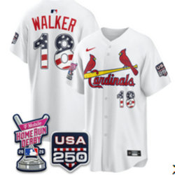 Nike St.Louis Cardinals #18 Jordan Walker White Home Run Derby and 250 Patch Jersey