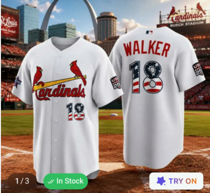 Nike St.Louis Cardinals #18 Jordan Walker White run Championship on sleeve National flag Jersey