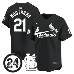 Nike St.Louis Cardinals #21 Lars Nootbaar Black 2024 Memorial Authentic stitched MLB jersey