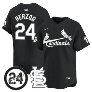 Nike St.Louis Cardinals #24 Whitey Herzog Black 2024 Memorial Authentic stitched MLB jersey