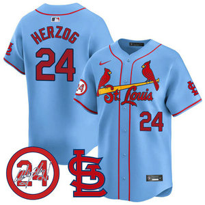 Nike St.Louis Cardinals #24 Whitey Herzog Blue 2024 Memorial Authentic stitched MLB jersey