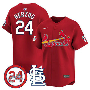 Nike St.Louis Cardinals #24 Whitey Herzog Red 2024 Memorial Authentic stitched MLB jersey