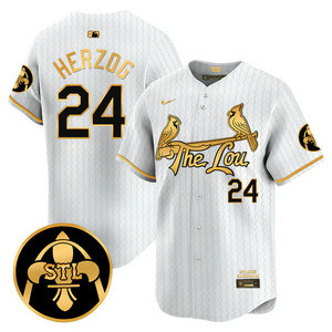 Nike St.Louis Cardinals #24 Whitey Herzog White 2024 City Gold Name Game Authentic stitched MLB jersey