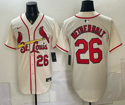 Nike St.Louis Cardinals #26 JJ Wetherholt Cream 26 front Authentic Stitched MLB Jersey