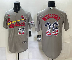 Nike St.Louis Cardinals #28 Nolan Arenado Gray 250 Fourth Of July Stadium no name Jersey